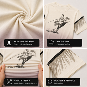 T-shirt dégradé à col rond pour femme avec manches à pompons, haut tricoté décontracté à manches courtes - Product Image 2