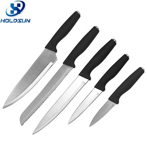 Bộ dao bếp 5 món thép không gỉ cao cấp thiết kế mới 2025 bán chạy, tay cầm cao su chống trơn, quà tặng - Product Image 1