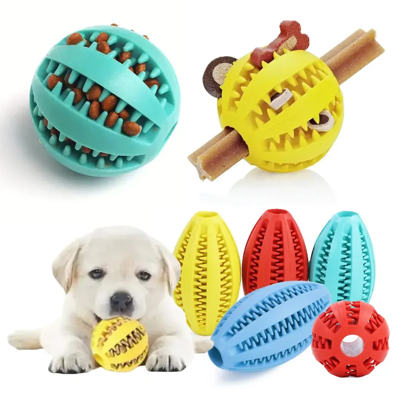 Produsen hewan peliharaan bola anjing bergulir ajaib mainan anjing interaktif pengumpan lambat mainan anjing mengunyah hewan peliharaan Dispenser mainan