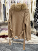 Cardigan en maille plate pour femme, col écharpe, manches chauve-souris, pull épais couleur camel, style coréen, haut de boutique d'hiver