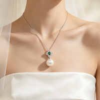 Collier en argent sterling 925 avec pendentif fleur, perle de coquillage, zircon simulé, style vintage, chaîne maille forçat, bijou femme, cadeau anniversaire
