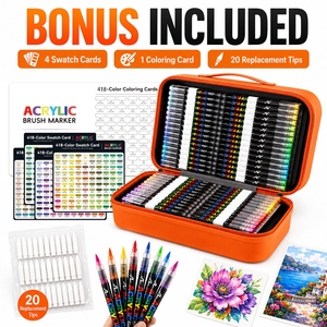 Coffret de voyage de marqueurs acryliques Secolorart, 418 couleurs, cadeau, marqueurs de peinture acrylique à base d'eau pour peindre sur verre et pierre - Product Image 2
