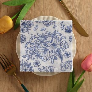 Nouvelles serviettes imprimées de style porcelaine bleue et blanche, serviettes jetables à thème festif. - Product Image 3