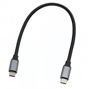 Câble de données de type C à type C, 0.5m, en alliage d'aluminium, charge rapide, conception plate noire, pour connexion de téléphone portable et de disque dur - Product Image 2