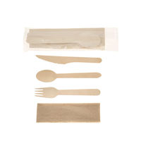 Vaisselle en bois biodégradable durable, fourchette, cuillère, couteau jetables, ensemble de couverts jetables modernes pour le camping en plein air