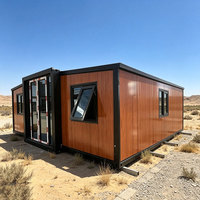 Maison conteneur modulaire préfabriquée extensible à 3 chambres, prête à l'emploi, kit de cabane compacte en acier à double aile, design moderne, pour salle de sport ou résidence