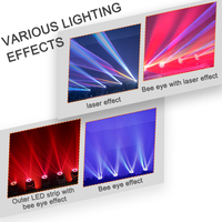 Luz Móvil Bee Eye de 7x40W 3 en 1 con Láser de Animación RGB de 8W y Anillo LED |   Luz de Escenario con Zoom Pixel y Efecto Wash Beam para Bodas