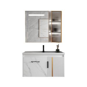 Aluminio montado en la pared de diseño moderno para juego de tocador de baño Gabinete de fregadero resistente al agua para uso hotelero Artículo de liquidación - Product Image 1