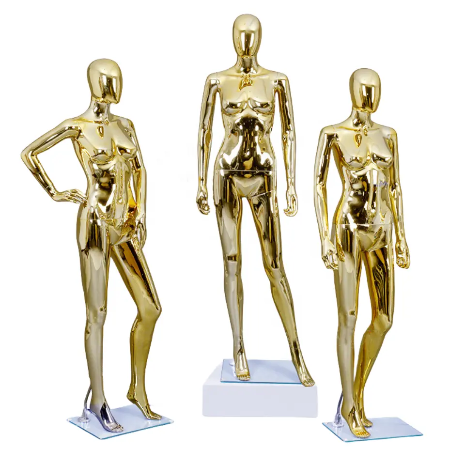 Wholesale Fashion Clothing Display Manikin Full Body Chrome Female Mannequin Dummy Stand Gold Silver Abstract Women 10 Pieces