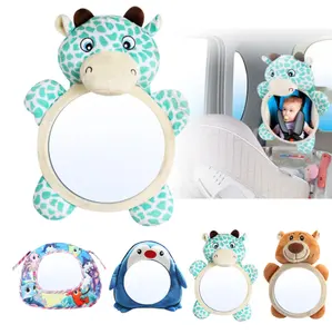 Baby Plush Bear Cow Penguin Car Mirror For Back Seat Safe Baby monitor/Rear View Car Seat Baby Mirror Toy In Car