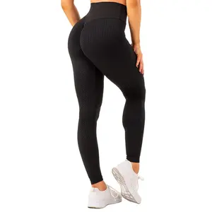 Nieuwste Design Hoge Kwaliteit Effen Kleur Honingraat Scrunch Butt Mode Ademend No See Through Groothandel Vrouwen Leggings