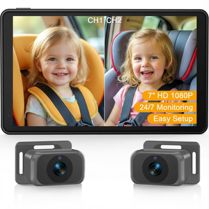 Bebek Araba Kamerası Çift 720P HD Bölünmüş Ekran Monitör <span class=keywords><strong>7</strong></span> İnç Gece Görüşlü Su Geçirmez Çocuklar İçin Arka Koltuk Güvenliği - Product Image 1