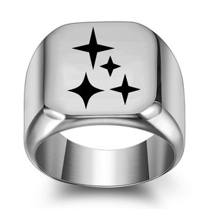 Anillo Cuadrado de Estrella de Acero Inoxidable de 18 mm, Joyería de Moda para Mujer, Regalo - Product Image 1