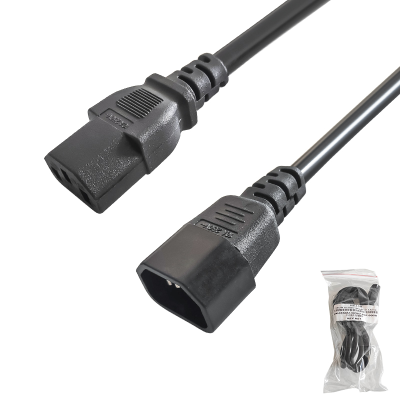 C14 untuk C13 PDU Gaya Power Kabel Ekstensi 1.5M/Hitam Power Kabel Ekstensi 10A IEC-320-C14 untuk IEC-320-C13