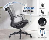 Chaise de bureau exécutive moderne avec accoudoirs fixes, chaise multifonctionnelle en maille respirante pour une utilisation prolongée au bureau