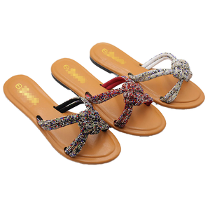 Sandales plates de luxe pour femmes avec strass scintillants, parfaites pour l'automne, élégantes et tendance pour le quotidien, semelle intérieure en PU, essentielles pour l'été - Product Image 1