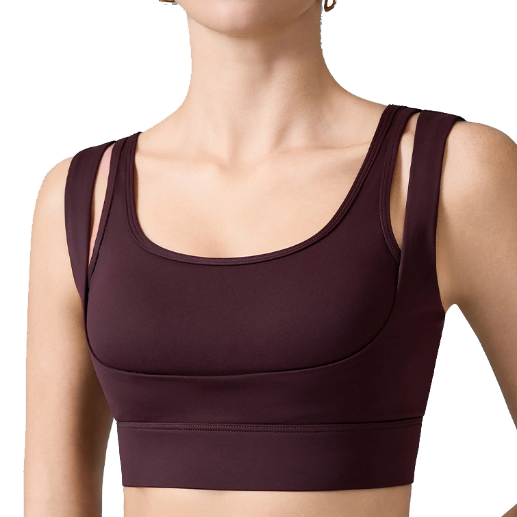High-Strength Lightweight Sports Underwear Women's 2026 New Two-Piece Fixed Cup Yoga Vest Running Fitness Bra Front Logo
