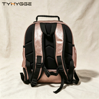 Mochila Escolar Impermeable con Brillantina Color Oro Rosa para Niñas, con Logotipo Personalizado, Gran Capacidad, Suave y Brillante