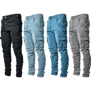 Jeans cargo <span class=keywords><strong>slim</strong></span> 6 poches de travail personnalisés OEM pour hommes - Product Image 4