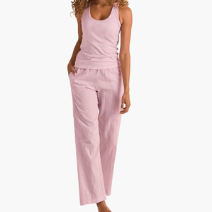 Vêtements de nuit européens et américains pour femmes, pyjamas d'été, nouveau style, ensemble de couleur unie, gilet sans manches, <span class=keywords><strong>pantalon</strong></span> ample, ensemble deux pièces pour femmes - Product Image 2