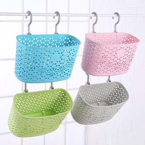 Hanging Floral Plastic Storage Basket Oval PP Material Bathroom Shower Sundries Organizer 33.5x15.5x20cm - Product Image 2