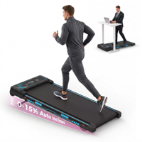 Treadmill Elektrik Walking Pad dengan Kemiringan Otomatis 1-15%, Lebar Sabuk 40 cm, Mesin Fitness di Bawah Meja untuk Home Gym, OEM Dapat Disesuaikan