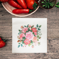 Serviettes en papier jetables à double épaisseur, imprimées de motifs floraux bleus, en pâte de bois vierge, pour la décoration de table lors de dîners et de fêtes