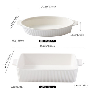 Plat à four carré en céramique personnalisé blanc à double anse, résistant au four, pour usage domestique et hôtelier DP1811C 10 DP1798T 9.5 - Product Image 4
