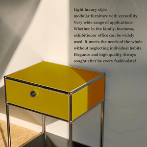 <strong>Yellow</strong> <strong>Bedside</strong> <strong>Table</strong>, Metal Stainless Steel Modular Furniture Storage Cabinet, Eco-friendly Cabinet, Customizable - Product Image 4