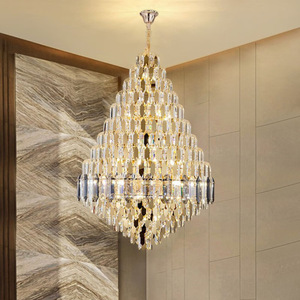 Lustre de hall de bâtiment duplex, escalier en colimaçon, hôtel de luxe léger, hall creux, projet de villa, cristal moderne pour salon - Product Image 2
