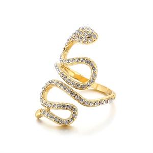 Anillo de Joyería Personalizado de Moda, Anillos de Serpiente de Acero Inoxidable Chapados en Oro con Circonita para Mujer - Product Image 5