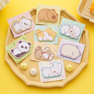 Mémos adhésifs en forme d'animaux couchés mignons, papier mémo autocollant détachable très esthétique pour messages, journal et bureau - Product Image 1