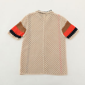 T-shirt Polo <span class=keywords><strong>en</strong></span> <span class=keywords><strong>Maille</strong></span> Tricotée Personnalisé avec Logo, Manches Courtes <span class=keywords><strong>en</strong></span> <span class=keywords><strong>Maille</strong></span> Creuse, Chemise <span class=keywords><strong>en</strong></span> Crochet pour Garçon - Product Image 2