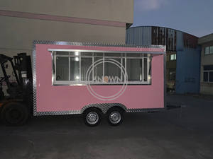 Mobile Catering Food Trailer Wending Snack Truck Business Light Pink Food <b>Cart</b> for Sale - Product Image 5