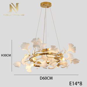 ثريا مشروع كبير فاخر داخلي لردهة الفندق ديكور فيلا ورقة الجنكو فرع زهرة ، ثريا - Product Image 5