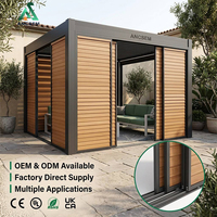 Pergola motorisée ou manuelle ANCSEM en aluminium, robuste, avec côtés, toit pare-soleil, protection contre toutes les intempéries
