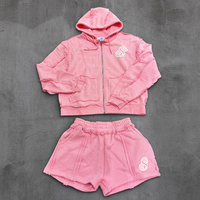 Sudadera con capucha con cremallera reversible lavada personalizada 400 Gsm algodón pesado bordado desgastado apliques diamantes de imitación sudadera con cremallera