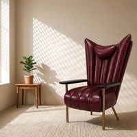 Fauteuil d'appoint en similicuir souple, fabrication directe usine OEM ODM, structure robuste en bois de frêne massif, pour chambre, appartement, hôtel