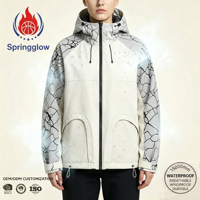Veste de randonnée imperméable à 3 couches pour homme avec logo personnalisé, coupe-vent, motif graphique, veste tactique de montagne, fabrication OEM, échantillonnage rapide