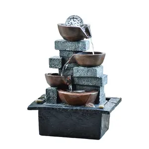 Table Ornaments Crafts Home Decoration Desktop Rockery Relaxation Indoor Led Fountain Peaceful Water Sound Waterfall Feng Shui