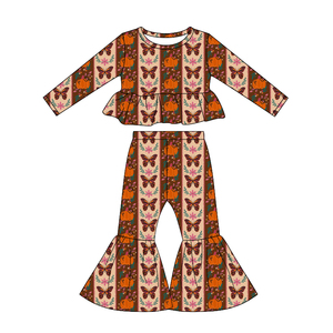 GLP3339 Conjunto de Ropa para Niña con Estampado de Calabaza y Lazos Rosas, Ropa Infantil al por Mayor, Conjunto de Manga Larga - Product Image 6