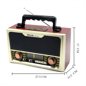 Radio BT sans fil en bois classique KEMAI MD-1703BT, AM/FM/SW 3 bandes, lecture USB/TF, batterie intégrée de 1400mAh - Product Image 2