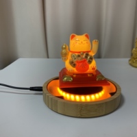 Lampu Malam Kucing Keberuntungan Emas HCNT dengan Levitasi Magnetik, Basis LED, Kontrol Sentuh, Dekorasi Rumah, Hadiah
