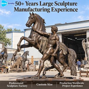 Sculpture en bronze homme <span class=keywords><strong>et</strong></span> <span class=keywords><strong>cheval</strong></span> grandeur nature, statue classique personnalisée pour musée, place publique, parc, hôtel, jardin, centre d'art, cour. - Product Image 4