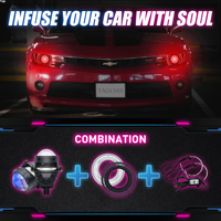 Accesorios de faros LED para coche, lente de proyector biled T1, Kits DRL, Control por aplicación, Ojos de demonio, cubierta cromada negra para piezas de faros