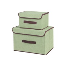 Ensemble de 2 boîtes de rangement pliables en tissu pour vêtements, panier de rangement pour la crèche, bac de rangement avec couvercle et poignée