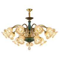 Lustre en céramique et cuivre de style rétro américain, luminaire principal pour le salon, grande salle à manger de luxe de style européen