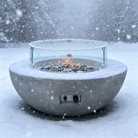 Brasero rond en béton de luxe, table de feu moderne pour patio de villa