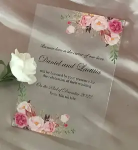 Kartu Undangan Pernikahan Desain Kustom Akrilik Transparan Kartu Undangan Akrilik Terima Kasih Kartu Undangan Akrilik - Product Image 1