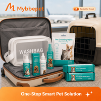 Kit de toilettage professionnel 6-en-1 pour chiens et chats : Sac de voyage avec mousse nettoyante pour pattes, gouttes auriculaires, déodorant et sac de lavage